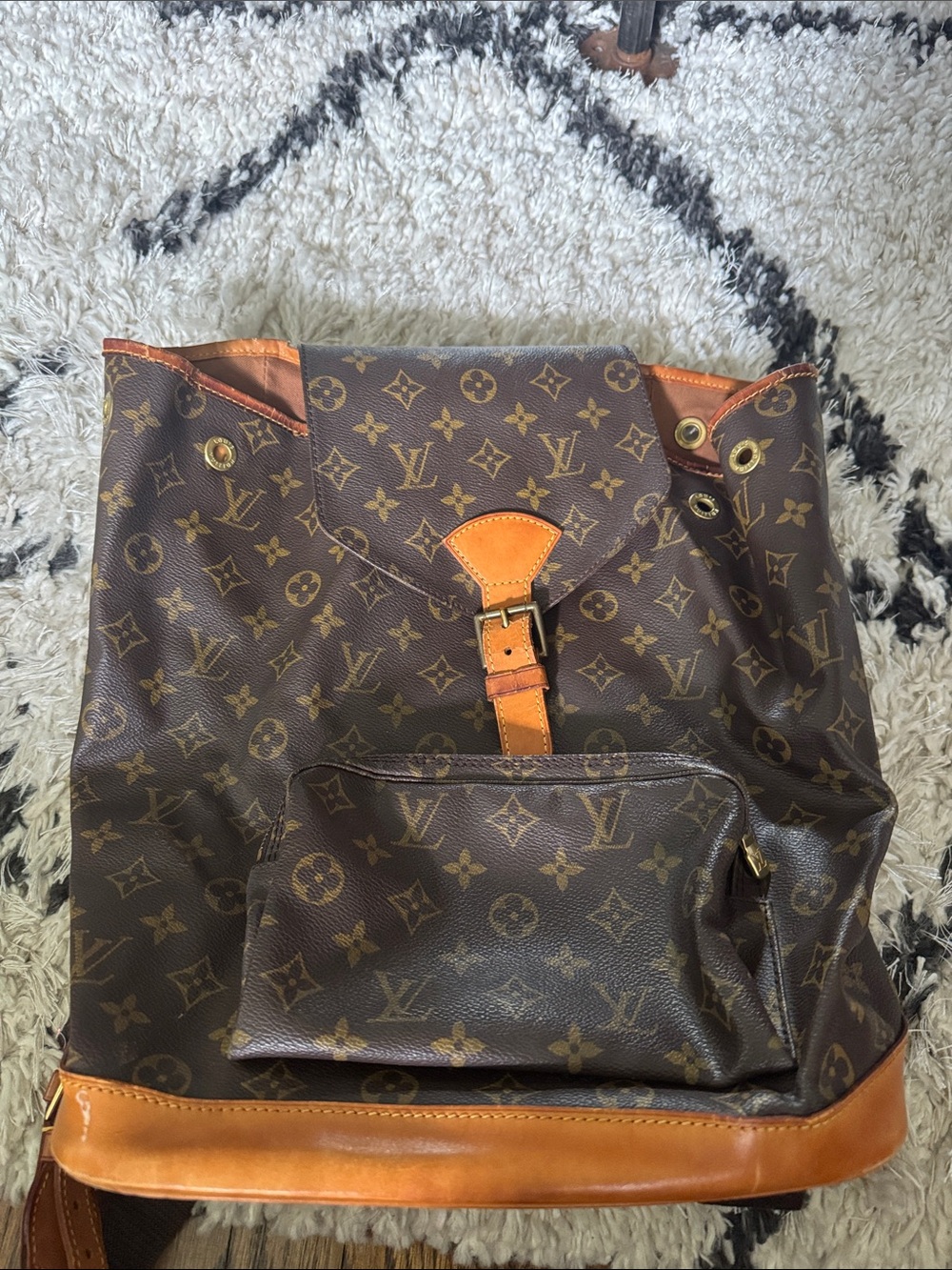 Louis Vuitton Brown Monogram Canvas Backpack with Vachetta Trim